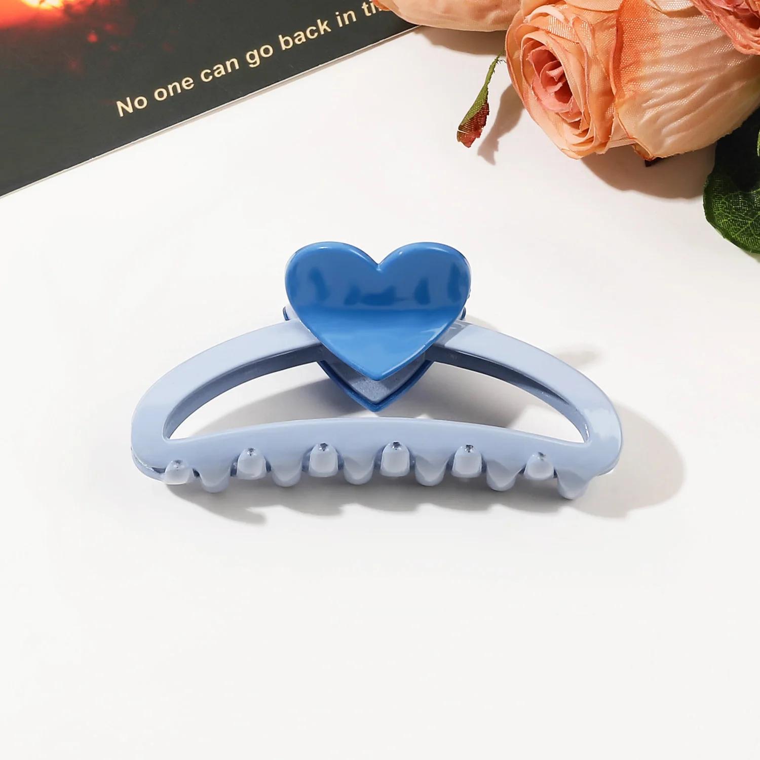 

Милые пластиковые заколки-крабы для волос в форме сердечка для женщин и девочек, геометрические полые заколки для волос большого и среднего размера, зажим-краб, подарки