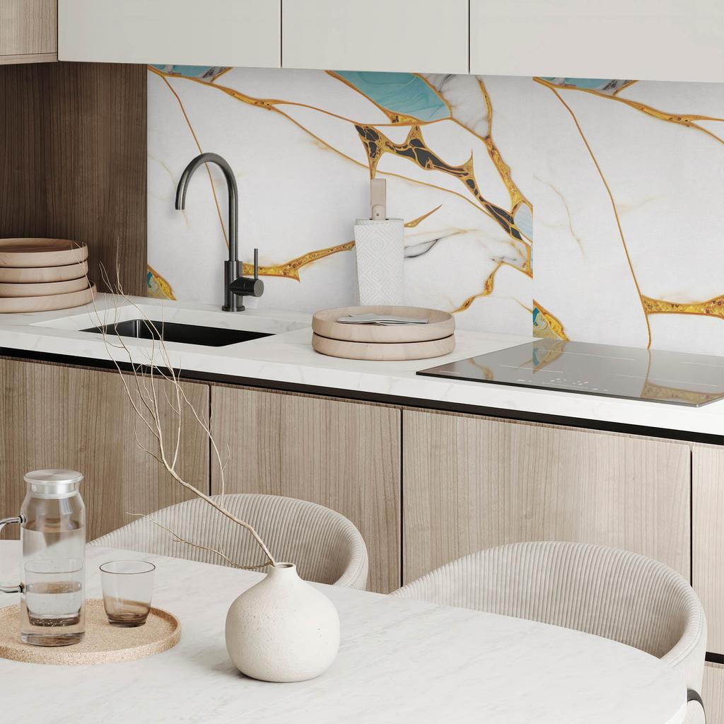 Aesthetic Vinyl Wall Covering with Print 100x50 cm Elegant marble pattern with veins