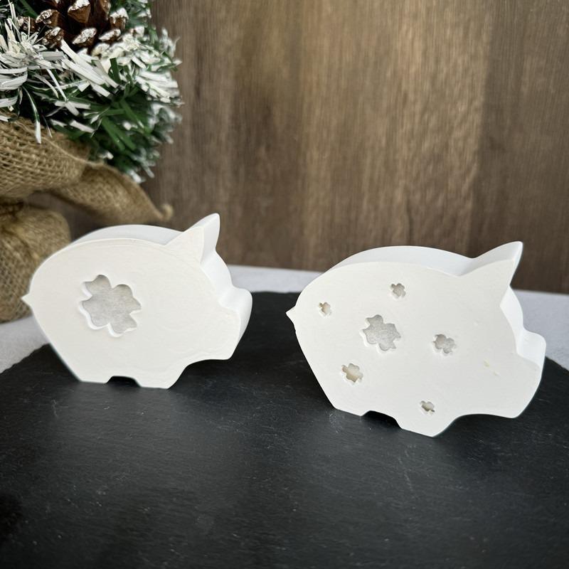 Luminous Pig-Shaped Silicone Mold with Glowing Eyes & Ears - Reusable Gypsum Resin/Clay Mold for DIY Home Decor Candle Making