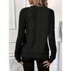 Høst og Vinter Dame Strikket Ribbestrikket Ensfarget Stoff Glidelås Langermet Dame T-skjorte