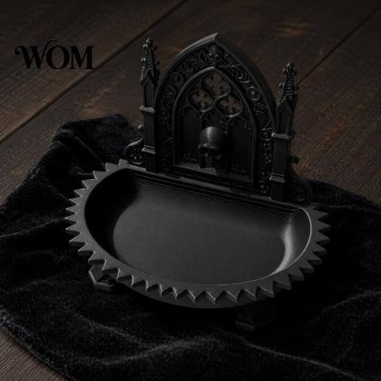 Vintage Church Accessory Holder Carving Design Storage Box, Matte Black Desktop Organizer for Rings Gothic Decor Bracelets Goth Decor, Style