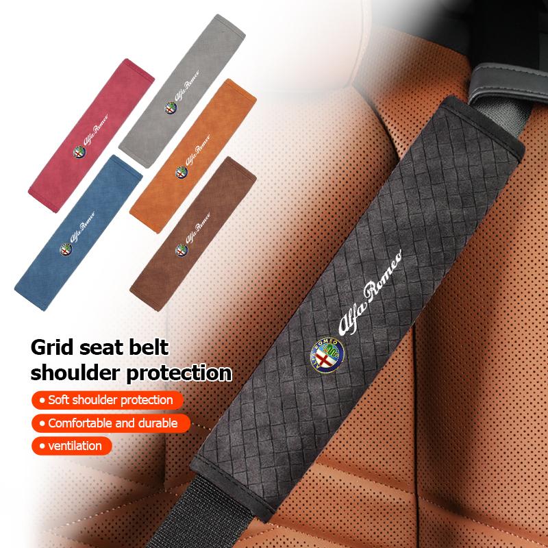 Leather Car Seat Belt Cover Safety Belt Shoulder Protection Pads For Alfa Romeo 159 Giulietta Giulia 147 Mito 156 159 166 GT