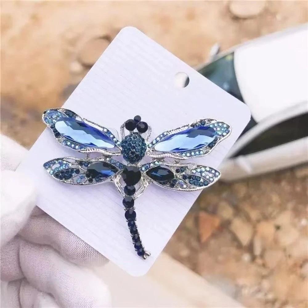 Elegant Rhinestone Brooch Zinc Zinc Alloy Women Brooches Gifts Crystal Dragonfly Badge Pin  Blazer