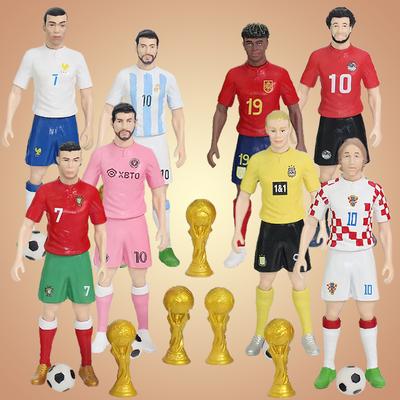 Neues 8-teiliges Set Fußball-Modellpuppen Cartoon Niedliche Actionfigur Autozubehör Fußballfans Kindergeschenke