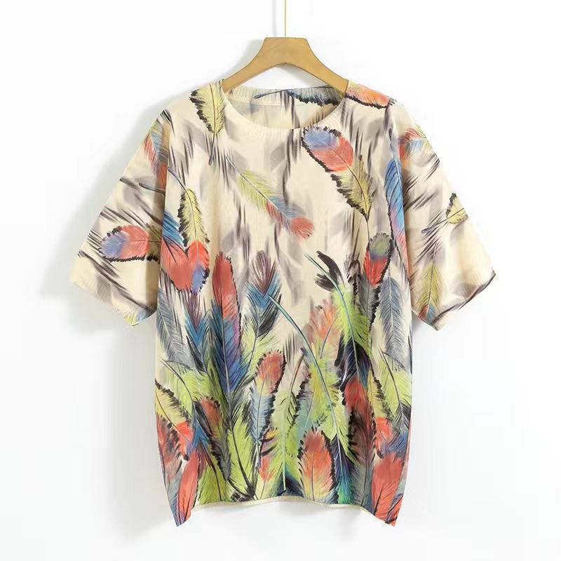 

Женские повседневные вязаные топы с короткими рукавами и круглым вырезом, весенние трикотажные пуловеры, женская дышащая футболка с цветочным принтом