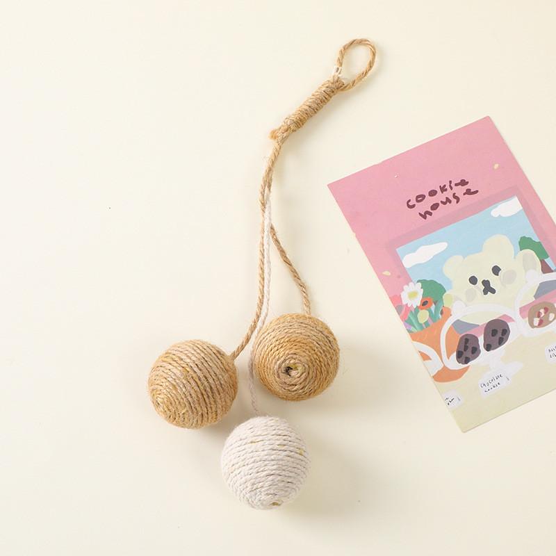 Interactive Cat Toy Durable Woven Hemp Ball For Chewing And Biting Feathered Pet Supplies