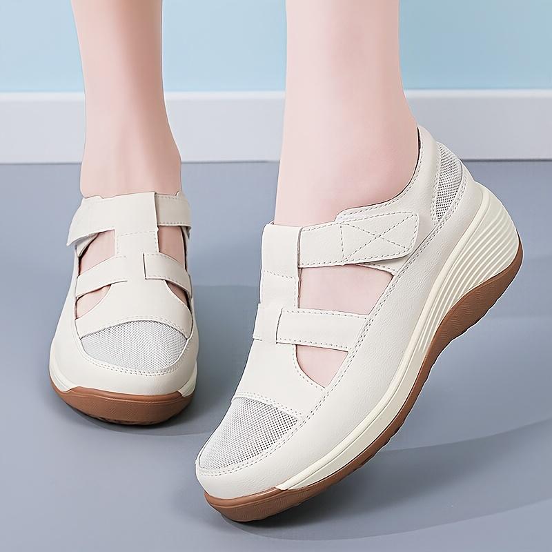 Women's Chunky-Soled Sandals 2025 New Arrival Summer Versatile Velcro-Closure Perforated Shoes Soft-Soled Comfortable Mom Shoes