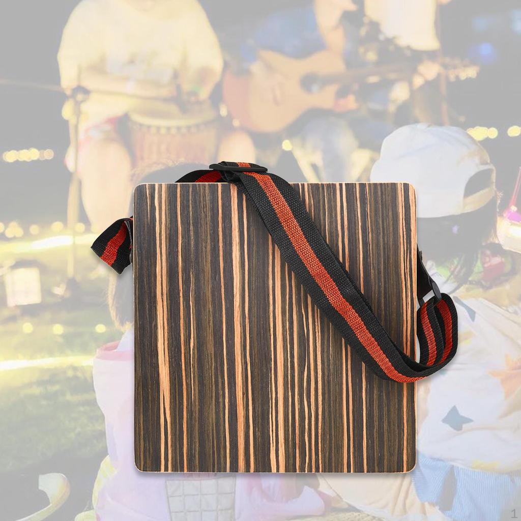Cajon Drum for Travel, Wooden Percussion Instrument with Carrying Strap