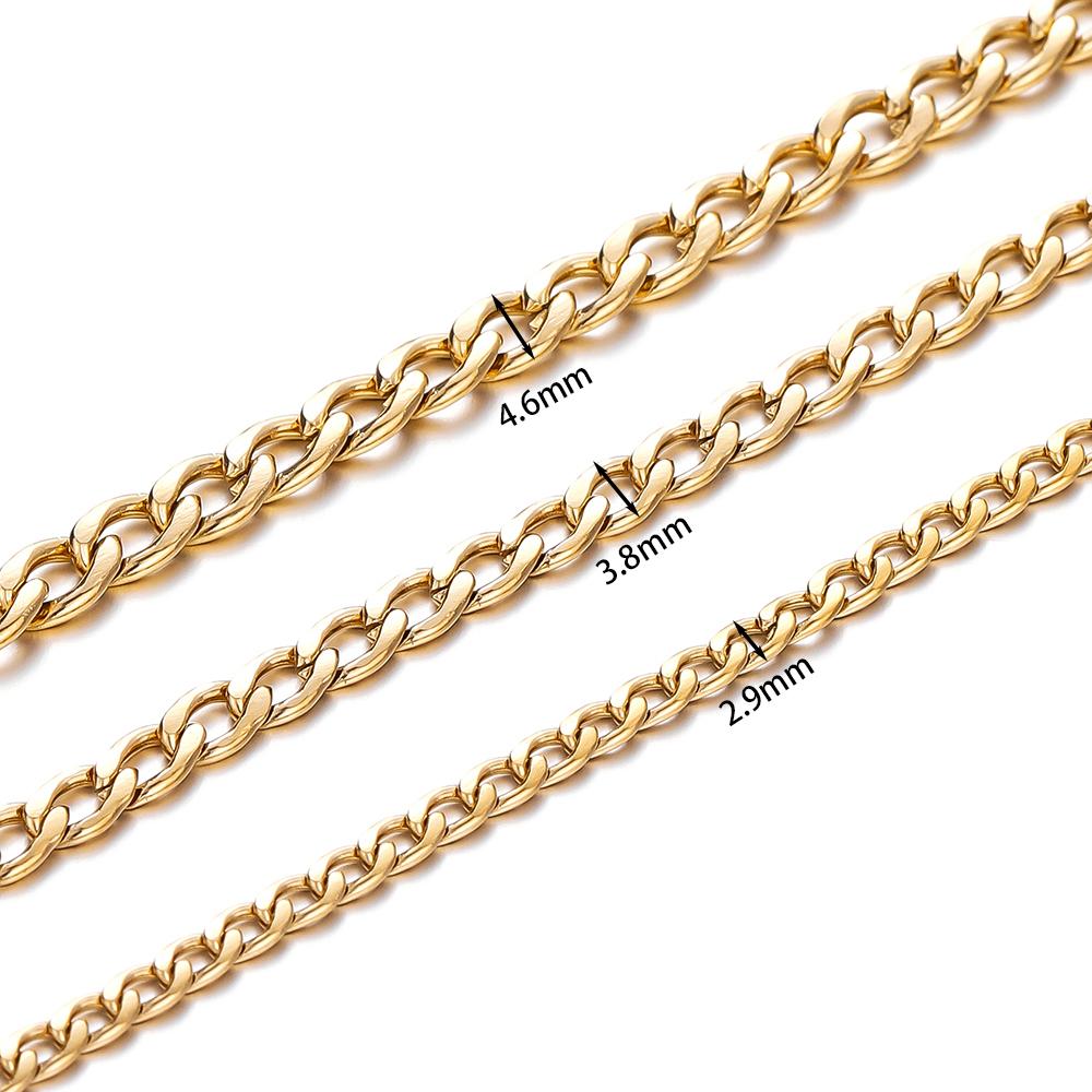 2Meters 2.9-4.6mm Stainless Steel Curb Cuban Chains Bulk for DIY Necklace Bracelet Anklet Jewelry Making Accessories Supplies