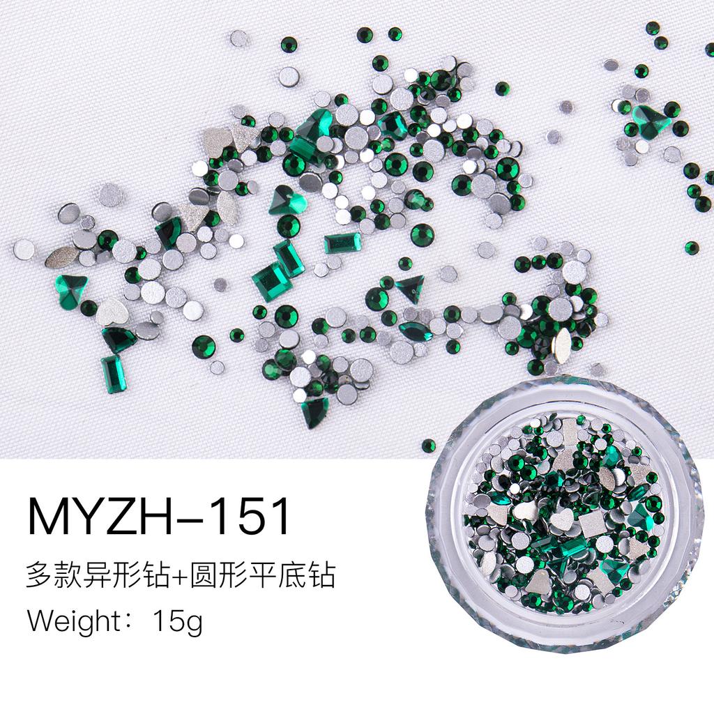 Mini Small Nail Art Mixed Warm Elf Aurora Flat Bottom Special-Shaped Diamond Diy Round Box