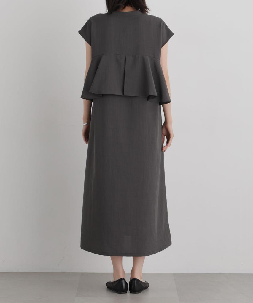 Linen Touch Back Flare Skipper Dress Charcoal F [Nano Universe] 673-6219304 Women's