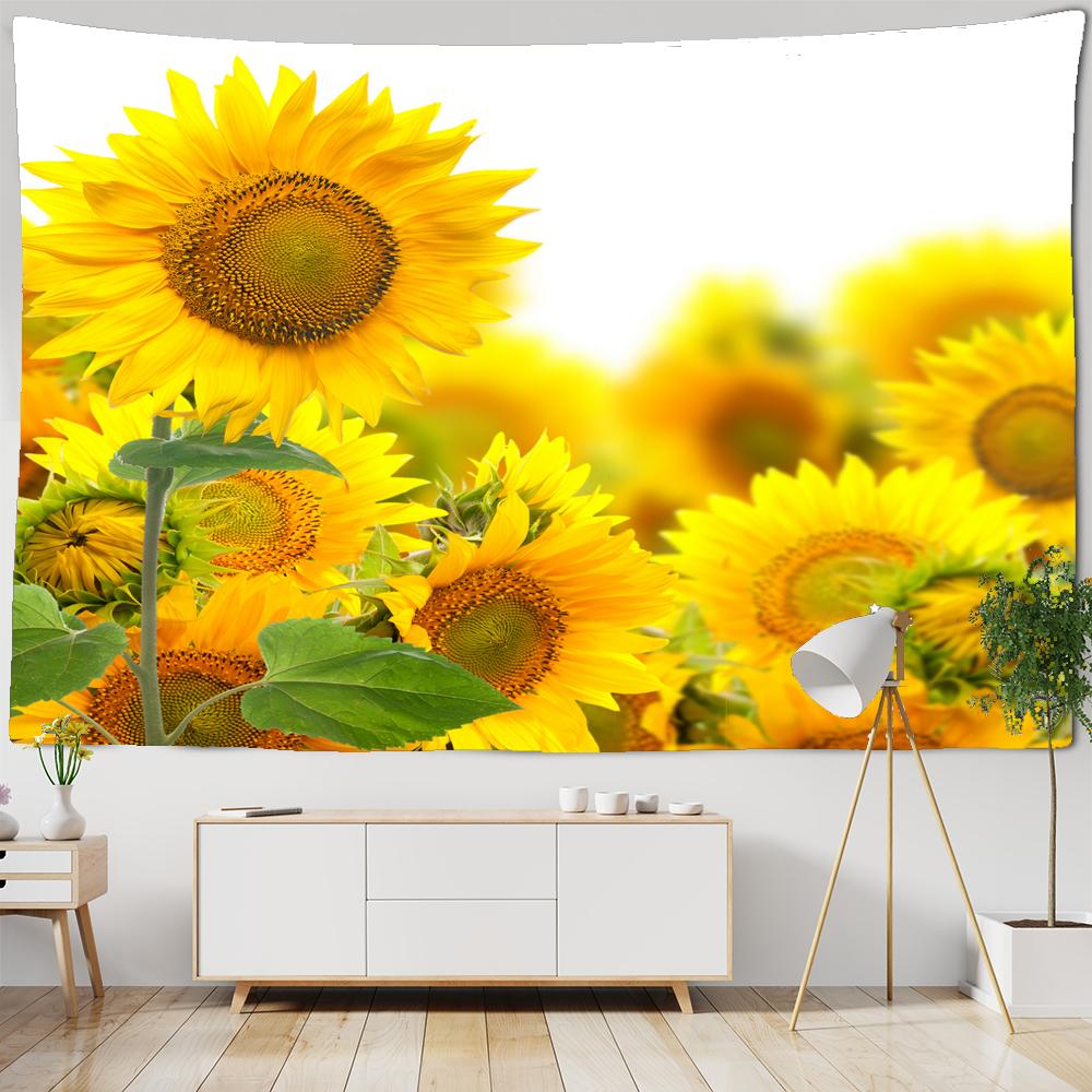 Sunflower Flower Tapestry Wall Hanging Cloth 3D Printed Beach Towel Floral Landscape Wall Carpet Yoga Mat Home Decor Tapestries