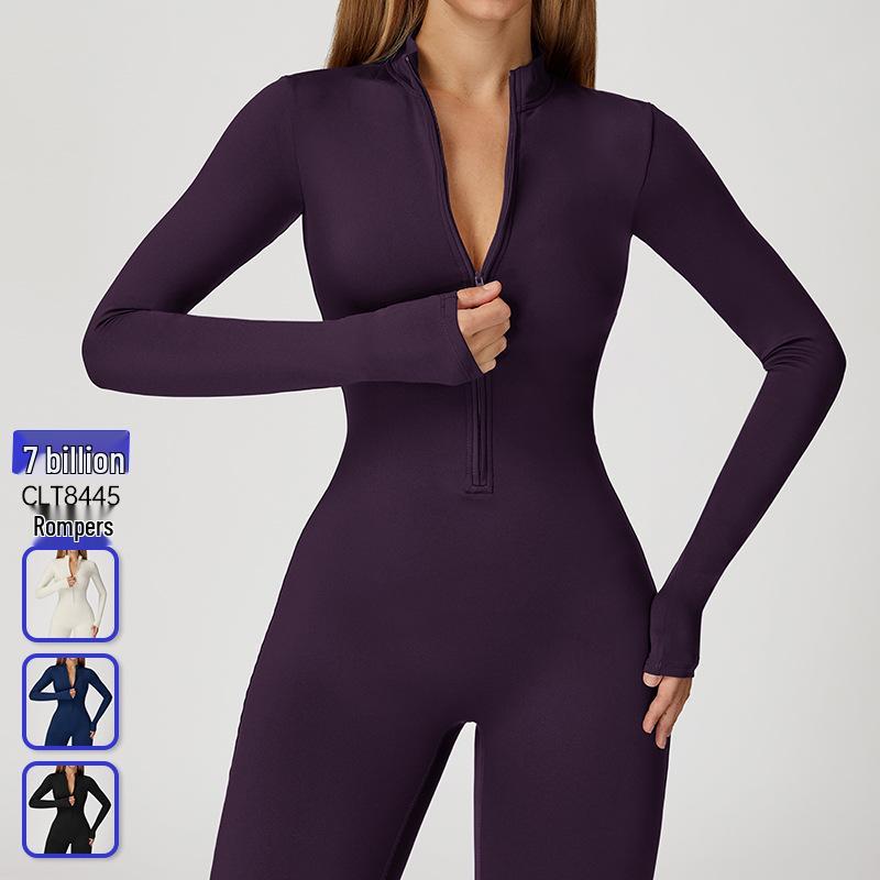 Plus Velvet Nude Yoga Jumpsuit - Outdoor Warm Fitness Wear