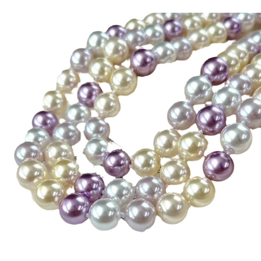 Vintage High Quality Maillard Color High Quality Strong High Gloss Imitation Pearl Necklace Collarbone Chain