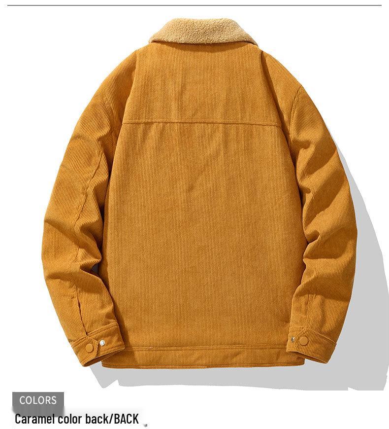 2025 Men's Corduroy Jacket with Lambswool Lining - High-Quality Autumn/Winter Coat