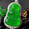 Jade Emperor Guanyin Green Jade Bodhisattva Pendant Necklace, S925 Inlaid, Unisex Tara Design