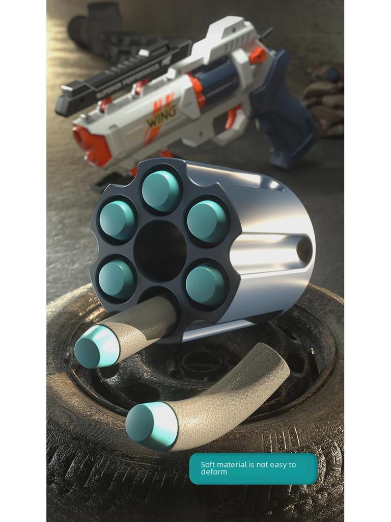 Interactive Mecha Revolver Soft Bullet Toy Gun for Boys - Outdoor Mechanical Pistol Model