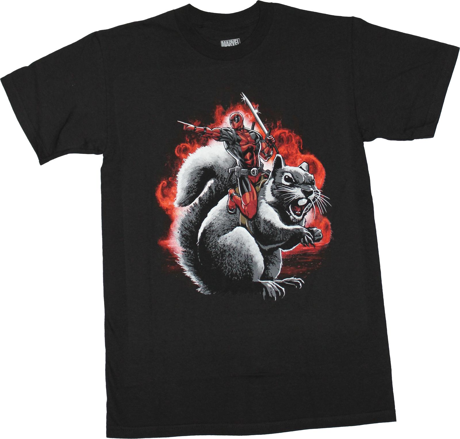 Deadpool New Adult T-Shirt - Pointing While Riding Squirrel S разноцветный