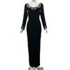 Elegant Beaded Evening Gown - European & American Style for Socialites