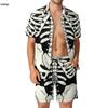 Skeleton 3D Printing Fitness Outdoor Men Sets Bone Skulls Casual Shirt Set Summer Pattern Shorts Two-piece Funny Clothing Suits