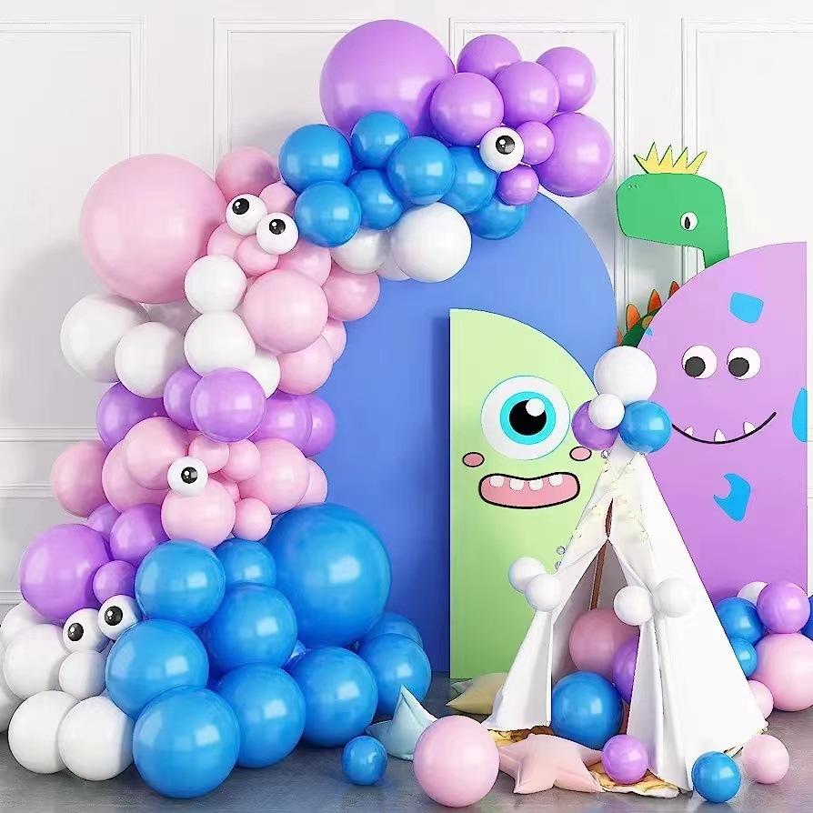 Purple Pink Balloon Set Halloween Eyes Matte Metal Balloon Wreath Birthday Party