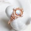 Exquisite Moonstone Ring Pair, Women'S Accessories, Copper-Plated Rose Gold Zircon Party Ring.