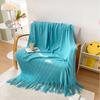 Tassel Blanket 100% Acrylic Bedside Towel Solid Color Plaid Knitted Blanket Nap/Travel Shawl Home Sofa Towel manta