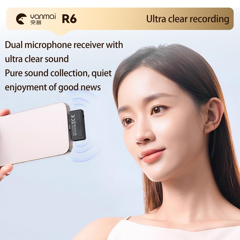Portable Wireless Lavalier Lapel Microphone Dual-Microphone Plug and Play Mobile Phone Mic AI Noise Reduction for Vlog Live