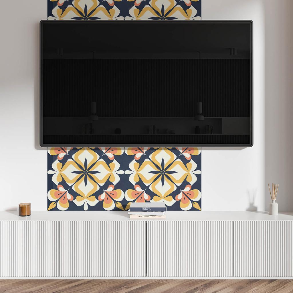 Self-adhesive Graphic Decoration for Office or Study 100x50 cm Geometric Floral Pattern