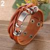 Mens Vintage Multilayer Braided Faux Leather Bangle Cuff Bracelet Wristband