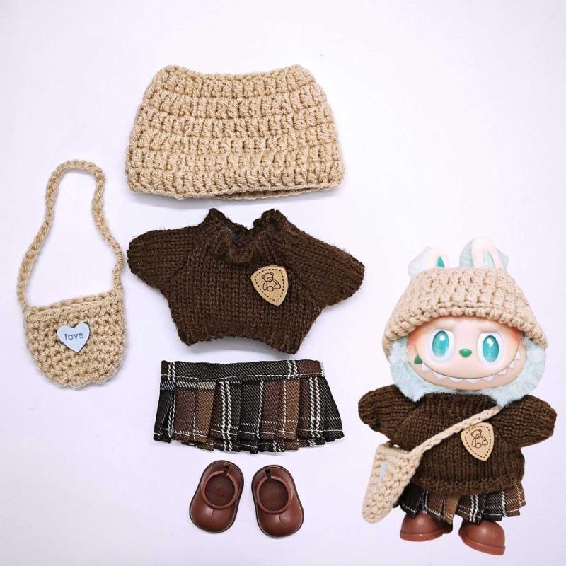 Only clothes for 15-17CM LABUBU v1v2 doll clothes outfit striped series sweater autumn and winter clothes for manual ear-drooping rabbit