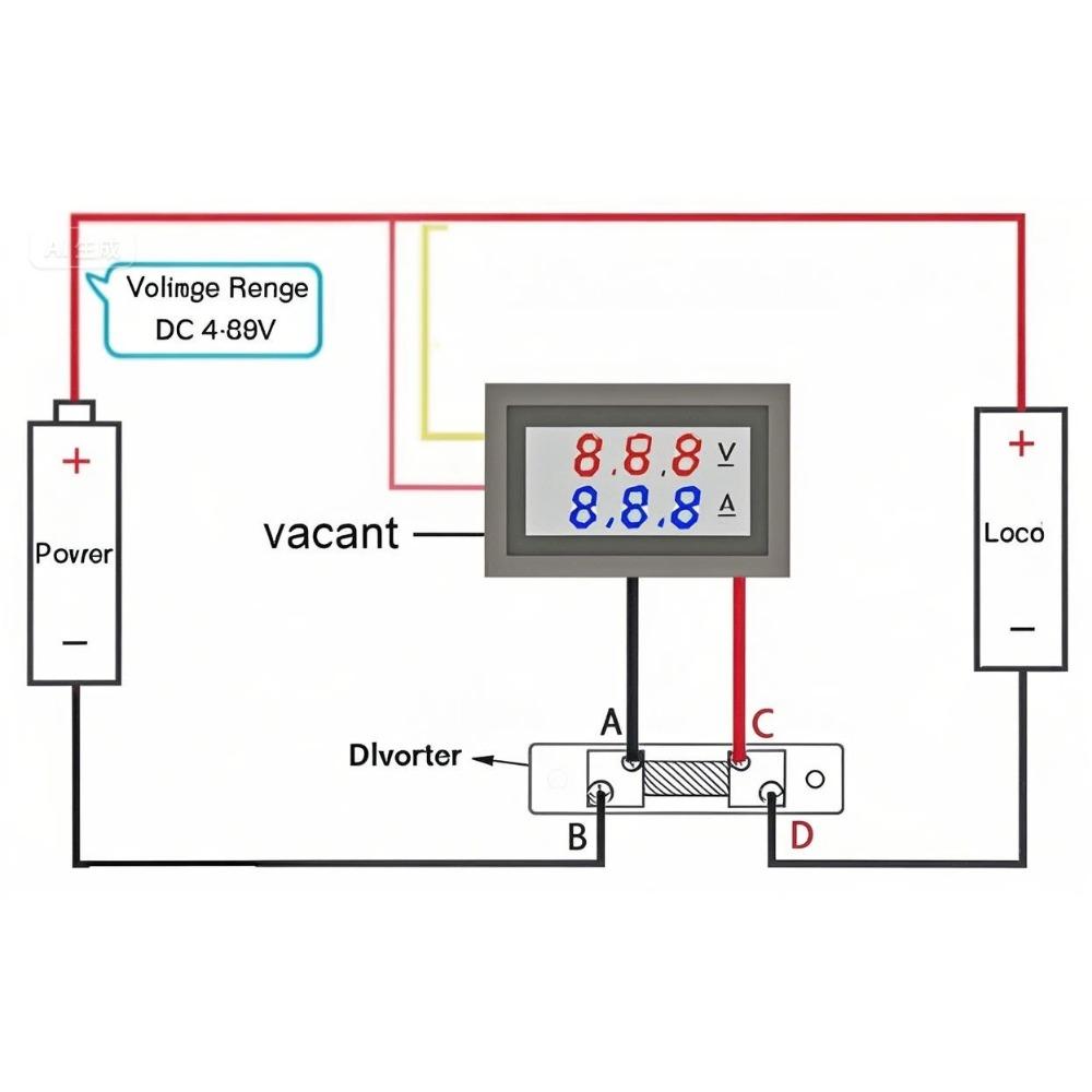 DC0-100V 10A 50A 100A Voltmeter Ammeter Red Blue LED Amp Dual Digital Volt Meter Gauge 0.28'' LED Display 50A 100A Diverter