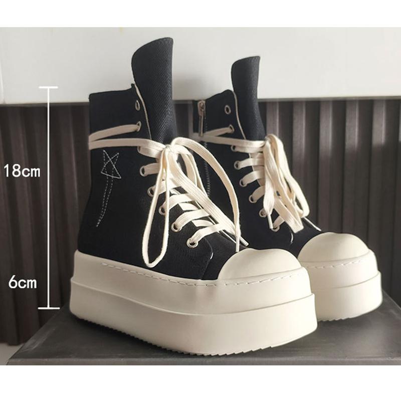 Atmungsaktive Canvas-Schuhe mit dicker Sohle für Damen und Herren High-Top Schnürschuhe mit Reißverschluss Flache Plateauschuhe Stiefelette Stern-Dekor Schuh