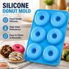 Donut Baking Mold Blue Silicone 6-Cavity Round Form for Homemade Donuts, Cakes, Cookies and DIY Desserts