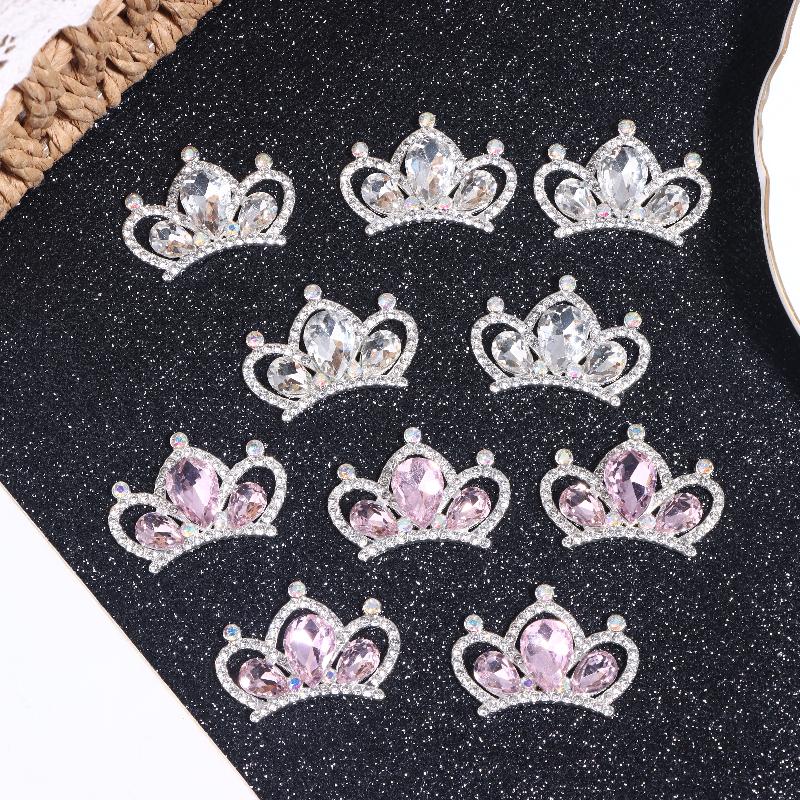 10Pcs Able Flash  Studded Alloy Crown Accessories Diy Hairpin Hair Clip Decoration