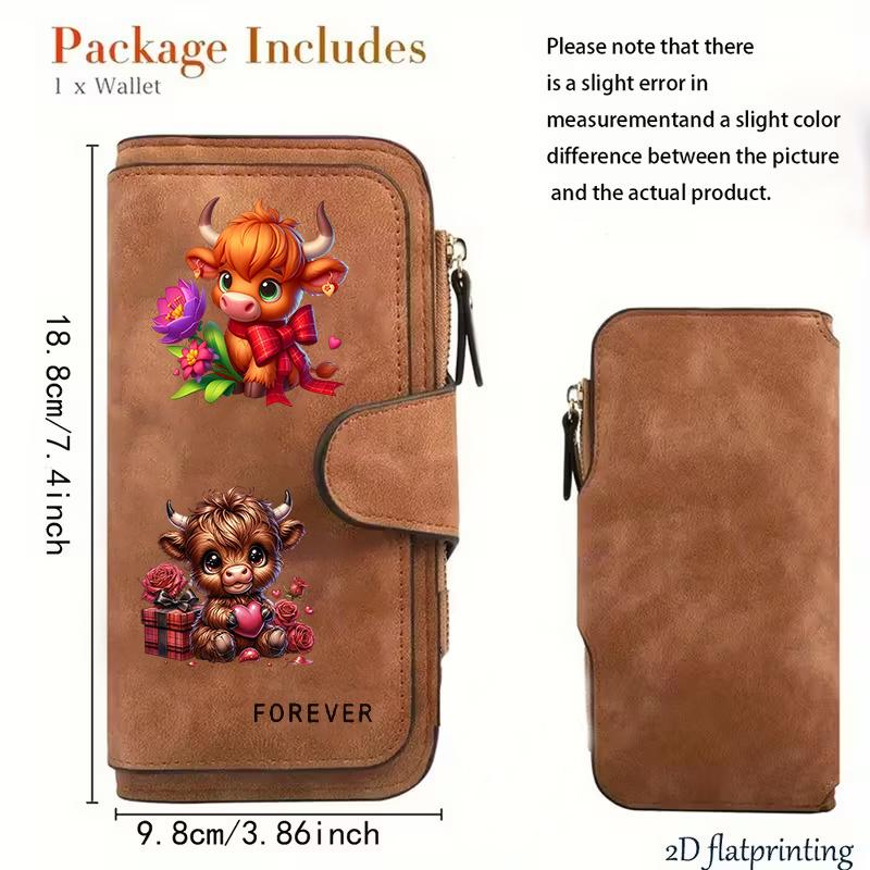 Women's Long Wallet Scottish Highland Cow Design 1pc Multi-functional Snap Coin Purse Cute Cat Lover Gift Daily Commute Outdoor Travel Family Use