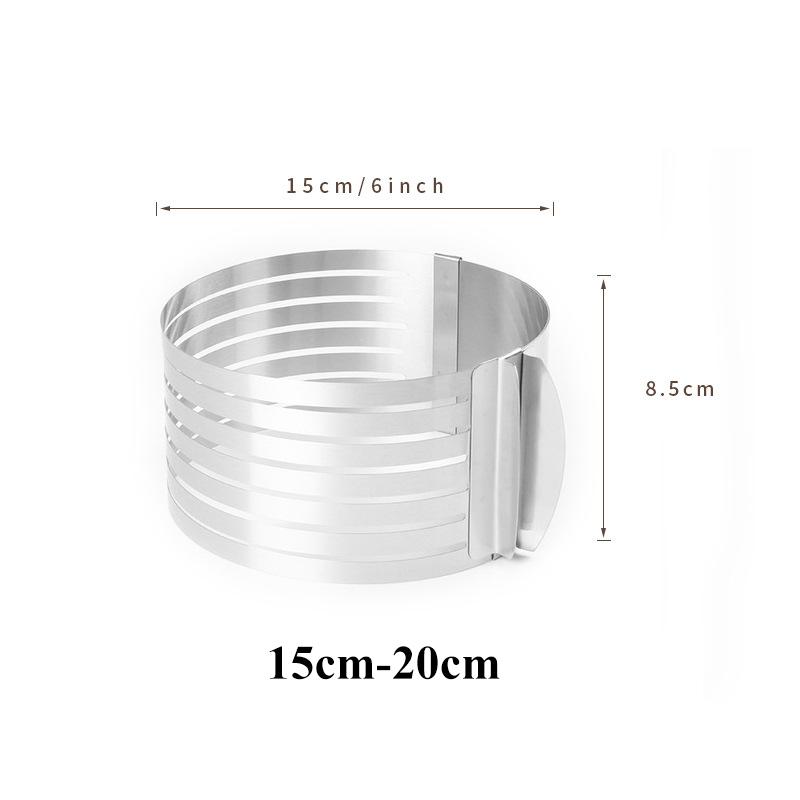 Infällbar Silver Rund Form Tårtskärare Rostfritt Stål Justerbar Kaka Skum Kräm Ring Bakform Cirkel Form