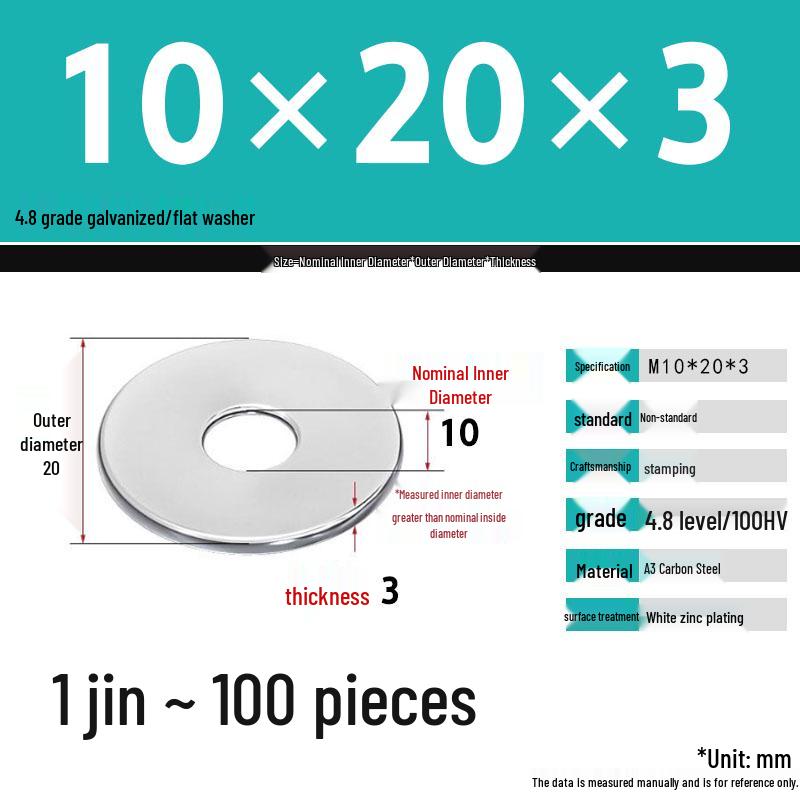 Galvanized Extra Thick Flat Iron Washer, M3-M62