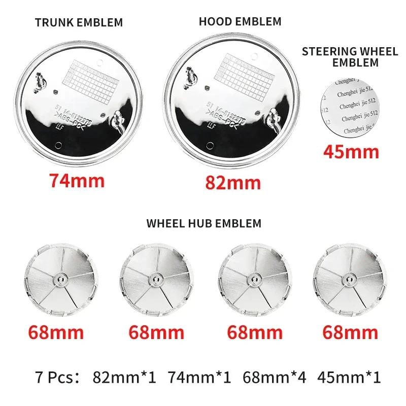 7pcs Front Hood Emblem Car 50th Anniversary Logo 82mm+Rear Badge 74mm+Wheel Hub Cap 68mm Decoration Cover Styling for BMW M