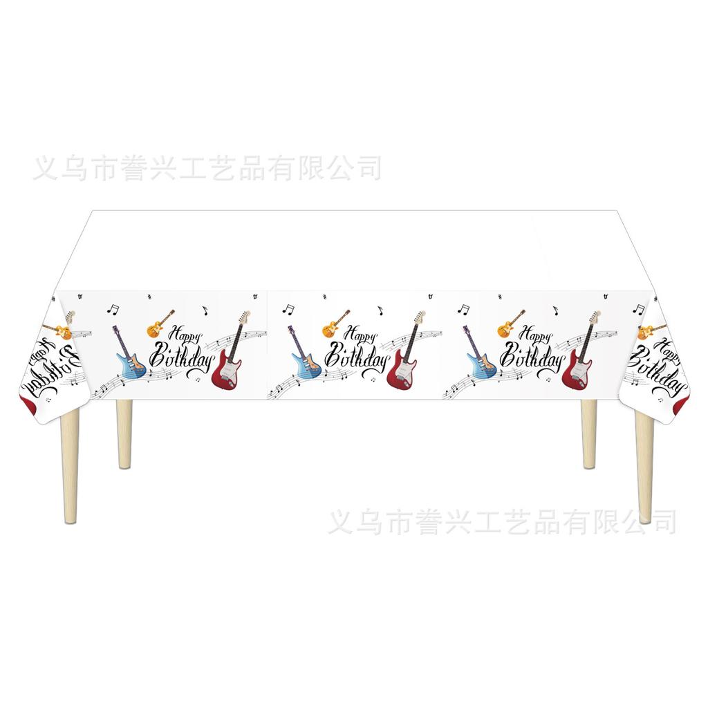 Spot Pe Holiday Party Tablecloth Guitar Building Block Valentine'S Day Disposable Tablecloth Decoration Waterproof And Oil-Proof