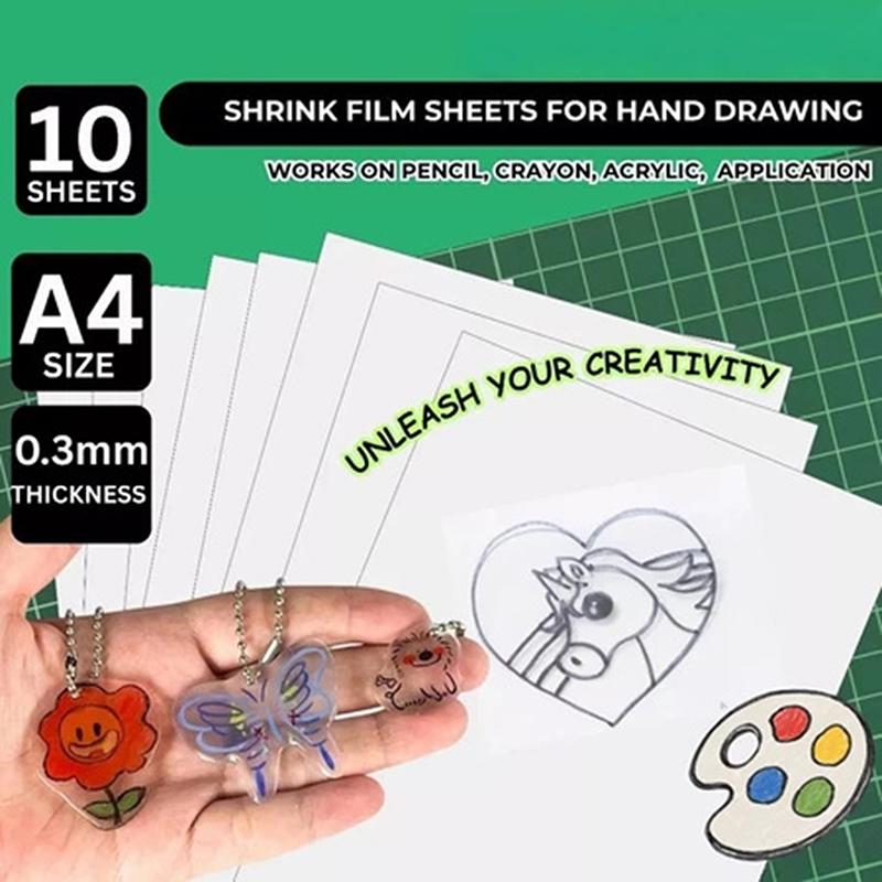 10 Pieces Shrink Plastic Sheets 20X29Cm Sanded Shrink Films Papers For Keychain Making Diy Craft