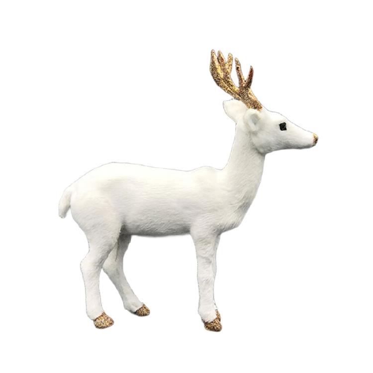 Christmas Deer Figurines,Deer Animal Model,Realistic Reindeer Figurines with Glittered Antler and Feet Centerpieces