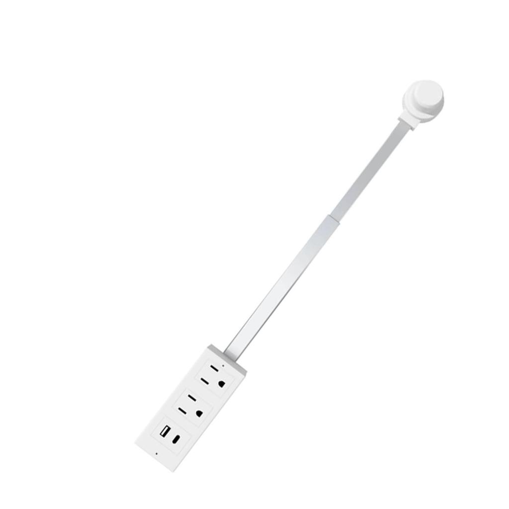 Prodlužovací zásuvka Rozbočovač s USB-A Type-C 2 AC zásuvky Otočný o 180 stupňů 22 až 34 palců