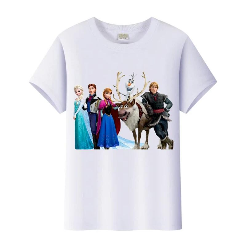 

Милі Мультфільмні Футболки Disney Заморожене Ельза Анна Вільна Футболка Вуличний Стиль Блузки Дитячі Топи Футболка з Круглим Вирізом Одяг для Дівчат Подарунок 160