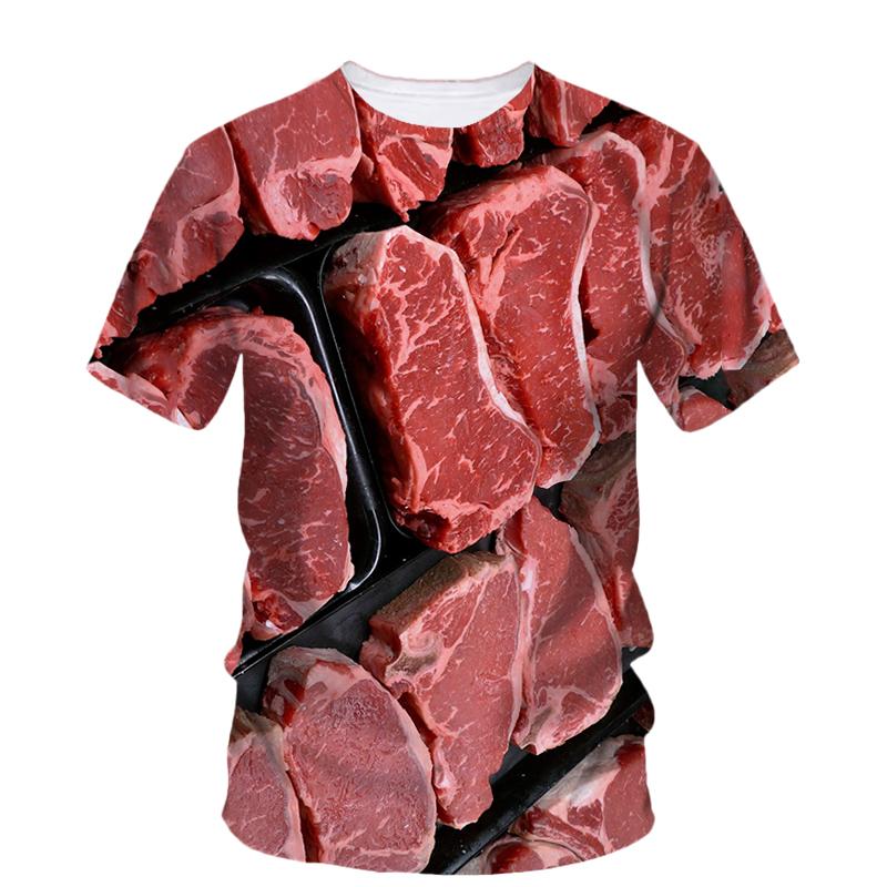 

Funny Printed Meat Pork T Shirt Men Fashion Summer Oversizled T-Shirt Personality Street Casual Baggy Tops Tees Clothes XL