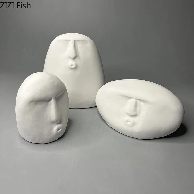 Abstract Stone Human Face Plaster Statue Desk Decoration Ornaments Creative Artwork Characters Sculpture Room Aesthetic Decor