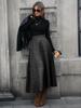In Stock: High-End European Women's Wool A-line Midi Skirt - Autumn/Winter Collection