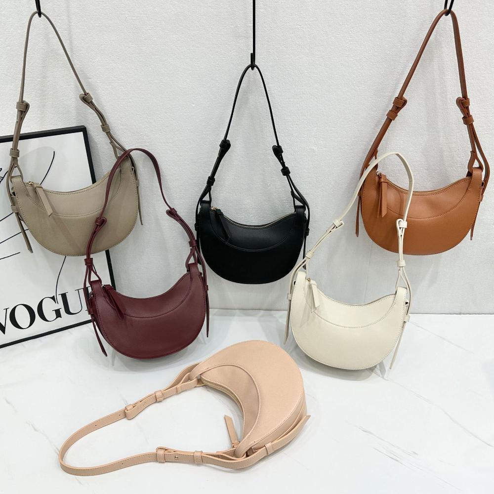 Bolso Media Luna de Cuero PU para Mujer Bolsos de Hombro Tipo Silla de Montar para Hombro Alta Textura Diseño Francés Diseño de Lujo