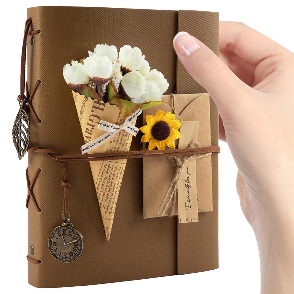 Scrapbook-Album mit 40 Seiten, Kraftpapier, Erinnerungsbuch, PU-Einband, Fotoalbum, Scrapbook, Reisealbum für Freunde, Geschenk