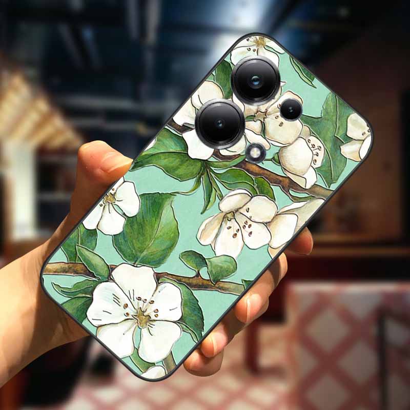 For Xiaomi Redmi Note 13 13pro 5G Case 3D Relief Flower Emboss Soft Silicone Cover For Redmi Note 13 pro Plus Owl interest Cases
